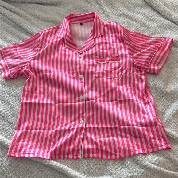 Target Pink Striped Satin Pajama Set - Picture 2 of 3